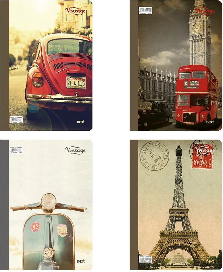 Fletore vintage NEXT 360° flexi 17x25cm 2 lëndë 128 faqe