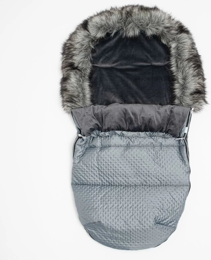 qese këmbësh për karrocë, New Baby, Lux Fleece, universal me fleece të ngrohtë, 49x95 cm, gri