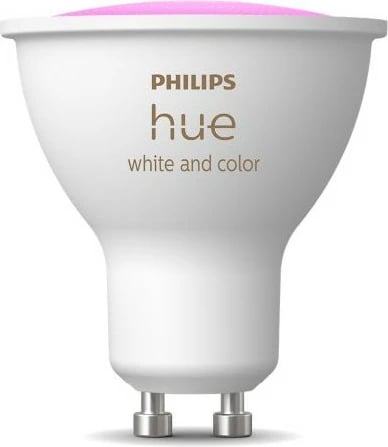 Dritë LED Philips Hue GU10, Smart, Ndryshim ngjyrash, E bardhë