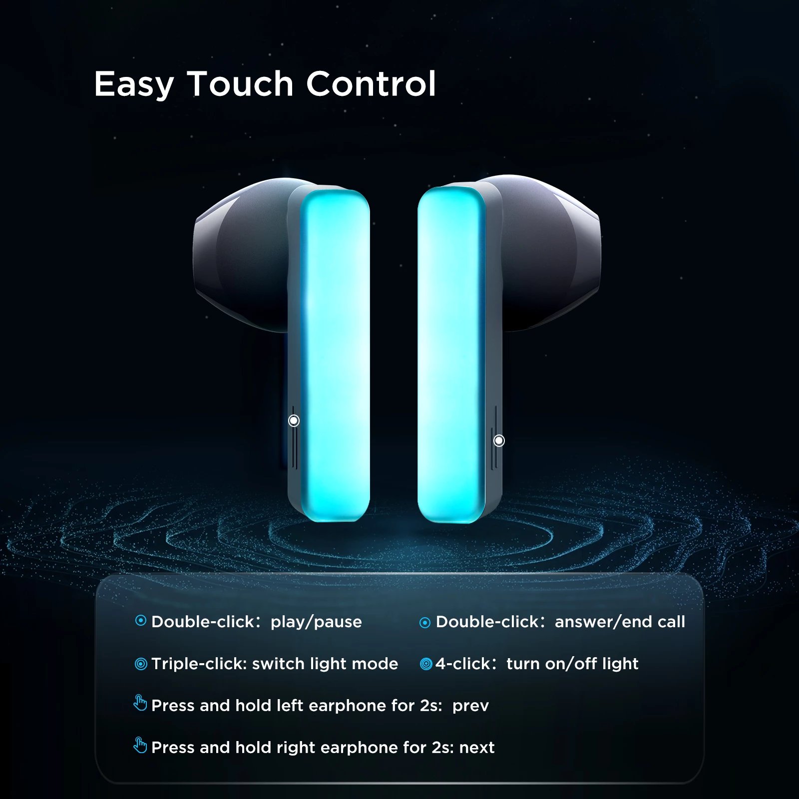 Kufje wireless TWS Joyroom JR-TC1 IceLens Series, Bluetooth 5.3, me ndriçim LED, të bardha