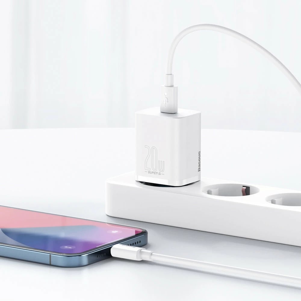Karikues muri Baseus Super Si 1C, 20W, USB-C, i bardhë Karikues muri Baseus Super Si 1C, 20W, USB-C, i bardhë