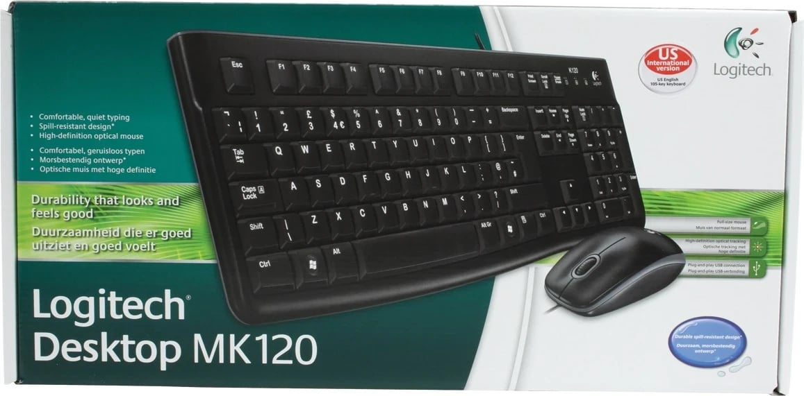 Kombinim Maus dhe Tastaturë Logitech Desktop MK120, me Kabëll
