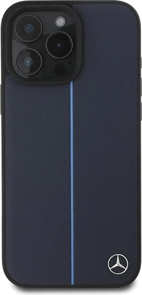 Mbështjellës Mercedes MB Blue Line lëkurë me MagSafe për iPhone 16 Pro Max, Blu