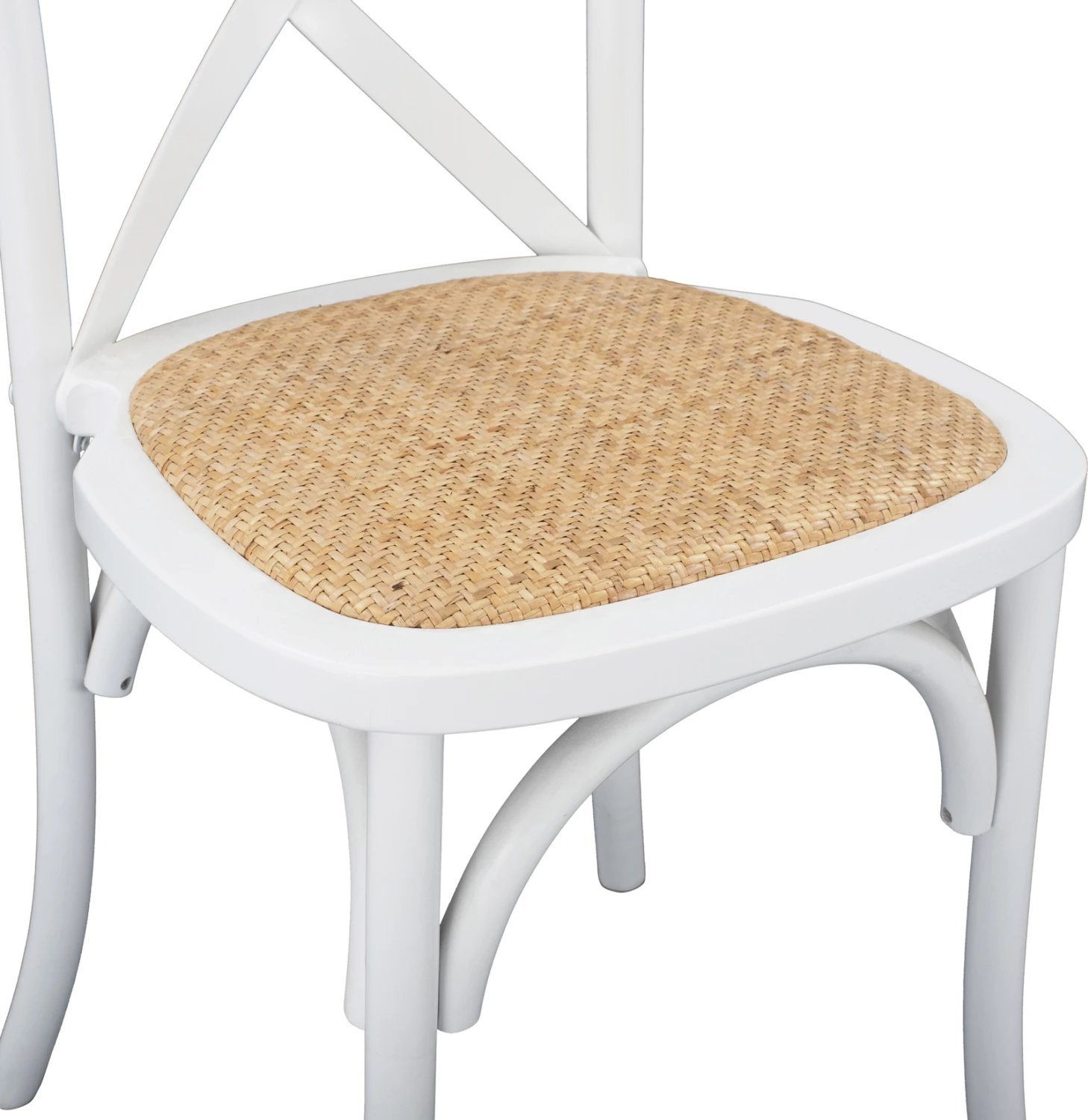 Karrige druri Owen e grumbullueshme nga druri i ahut, ngjyrë e bardhë, me shpinë të kryqëzuar, FH8575.14, 48x53x90 cm