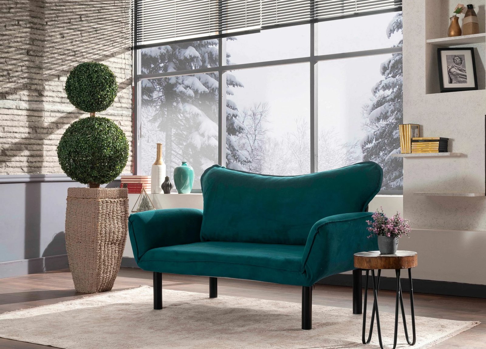Divan-krevat dy ulëshe, ngjyrë petrol blue, Atelier del Sofa, Chatto