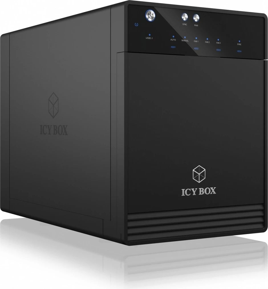 Kasë e jashtme IcyBox IB-3740-C31, 4x 2.5"/3.5", USB 3.1 Type-C, e zezë