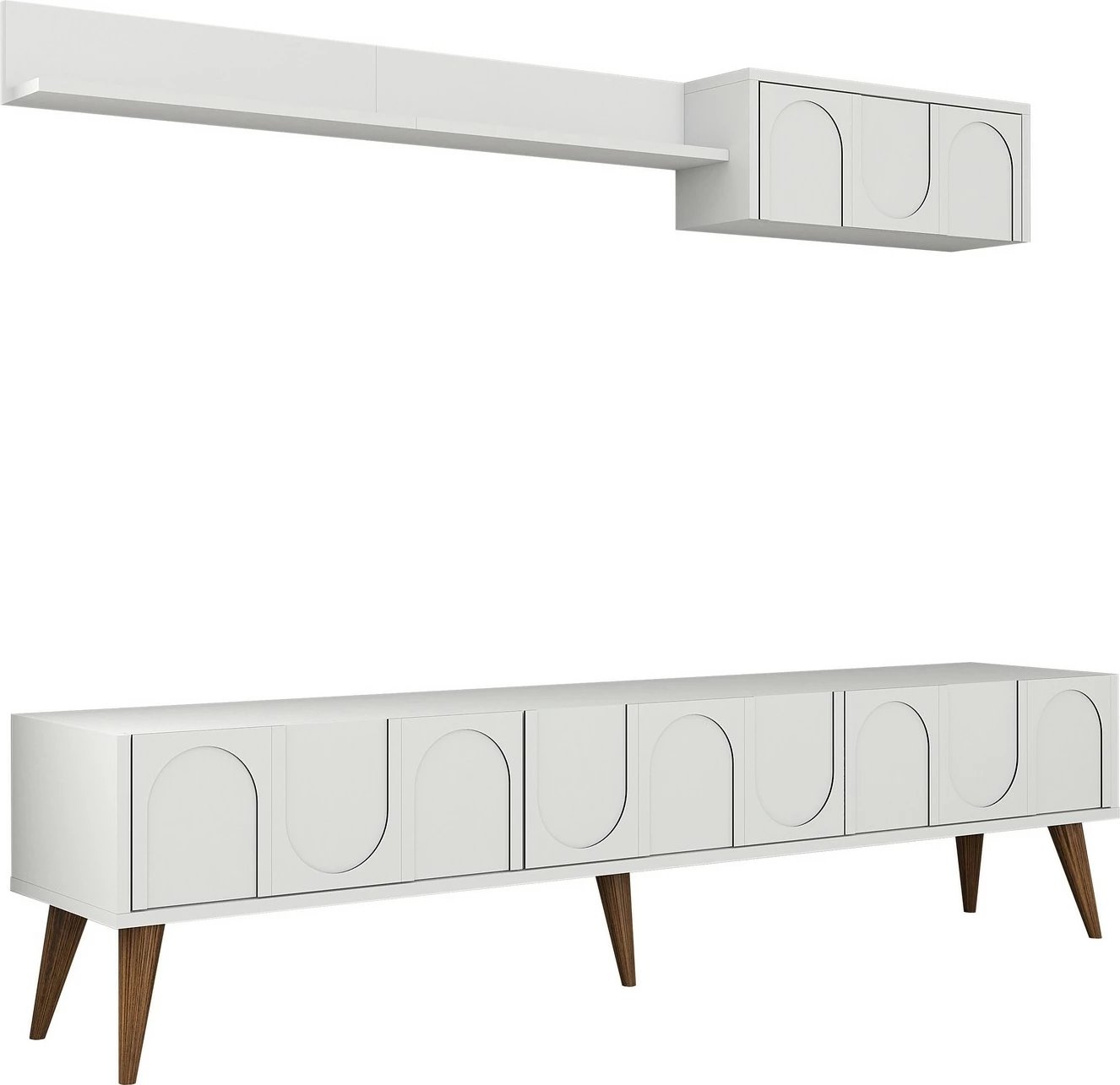 Njësi TV Skye Decor, Lyon 2, e bardhë dhe arre