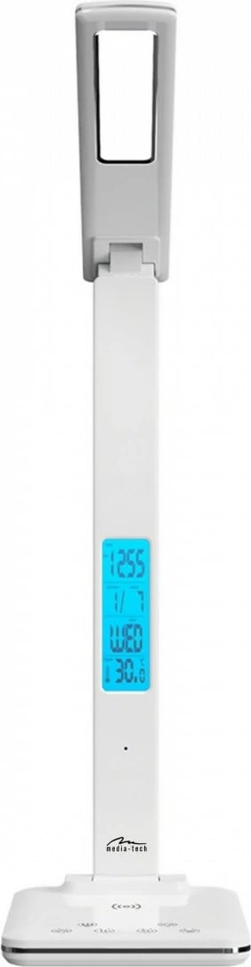 Llambë tavoline Media-Tech MT222 me karikues wireless, LED display, Bardhë