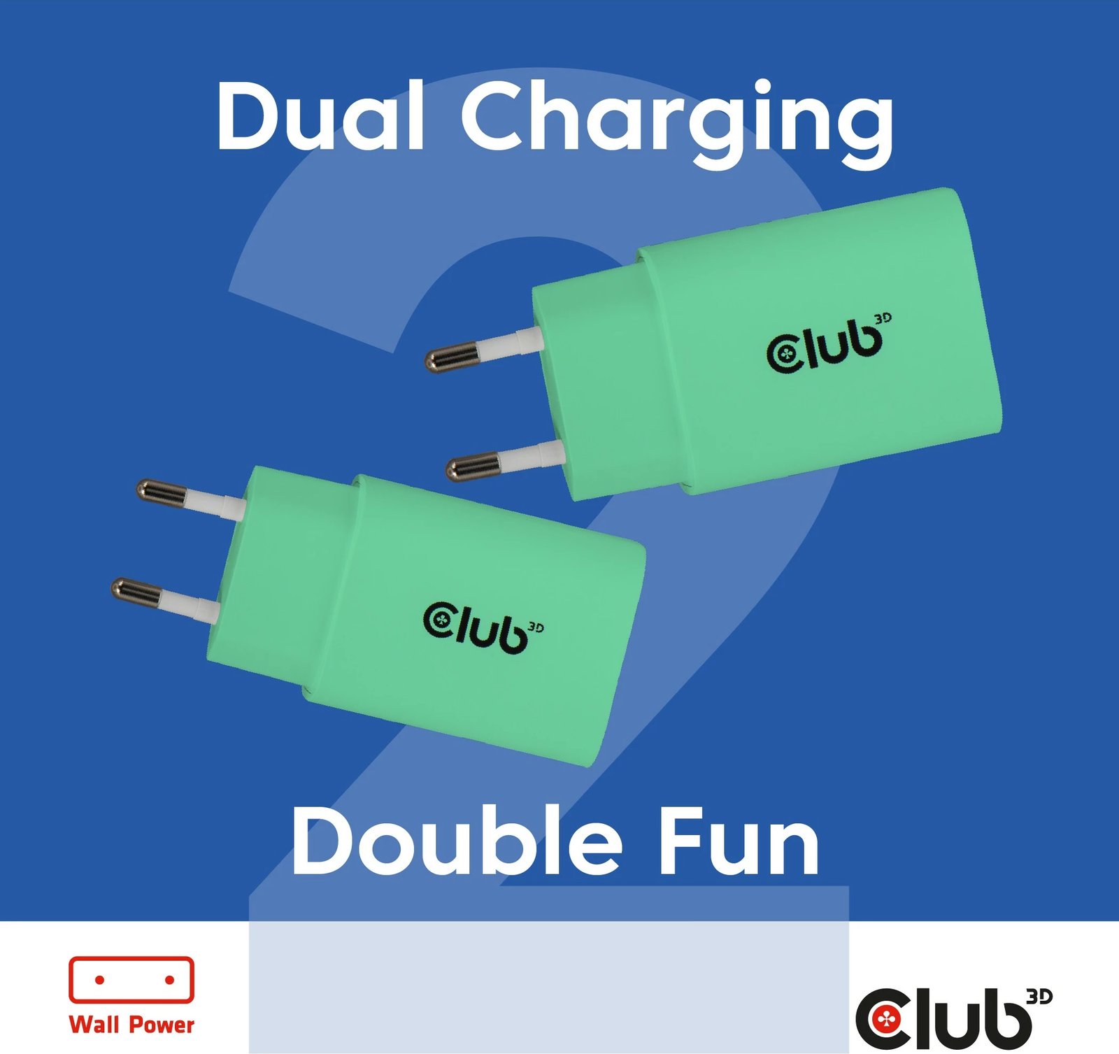 Karikues USB-C Club3D CAC-3024 30W 2 copë gjelbër Karikues USB-C Club3D CAC-3024 30W 2 copë gjelbër