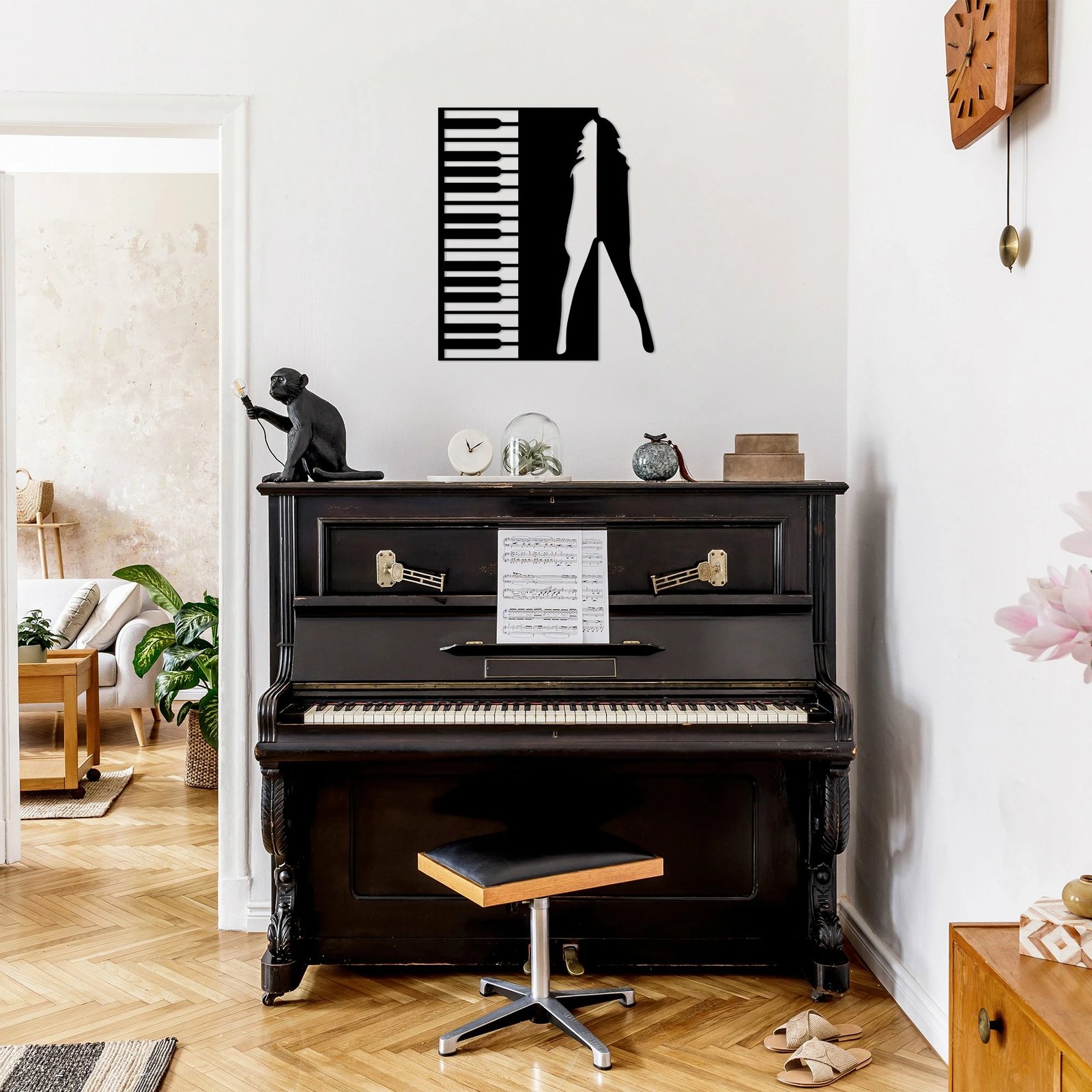 Aksesor dekorativ metalik për mur Wallity, Dance, ngjyrë e zezë, 60x70cm