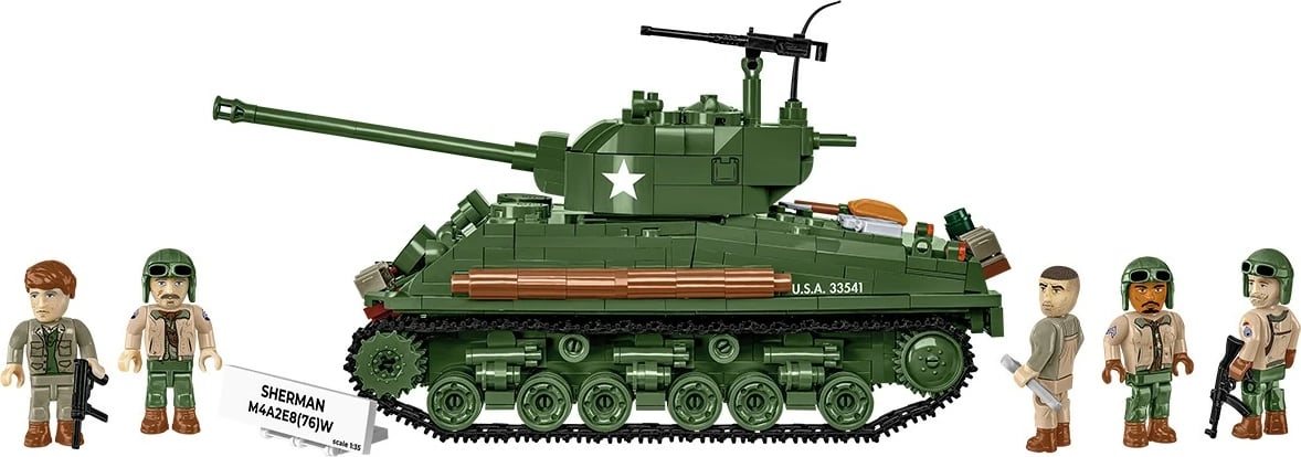 Set blloqesh Cobi Sherman M4A2E8 (76)W, 865 pjesë, 5 figurina, Jeshile
