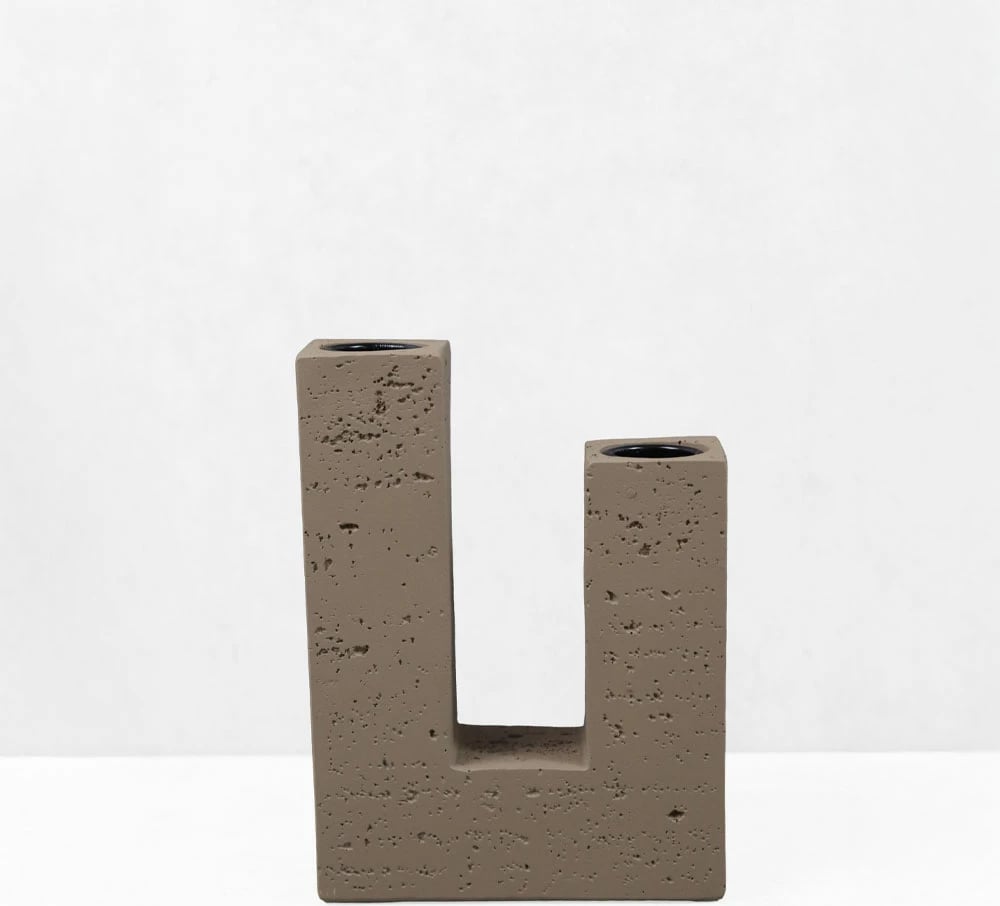 Mbajtës qirinjsh FLUX I, rrëshirë, ngjyrë kafe, 12x4x16cm