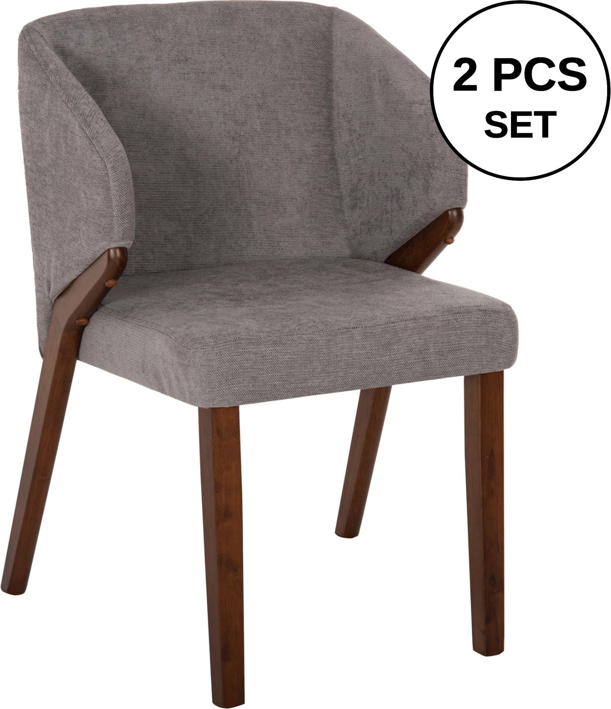 Karrige ngrënieje RADDER FH9749 dru gome ngjyrë arre-gri pëlhurë 50x53x77H cm., set prej 2 copë