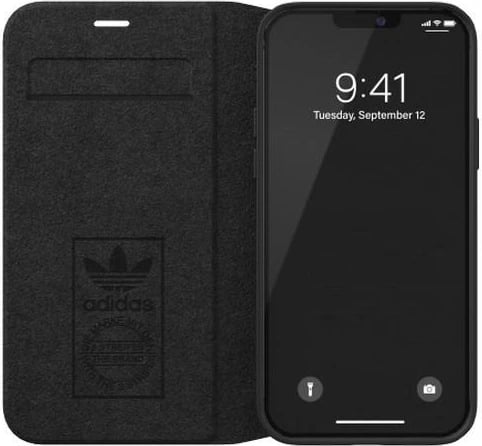 Mbështjellës Adidas OR Booklet Case PU për iPhone 12/12 Pro 6.1", bardhë dhe zi