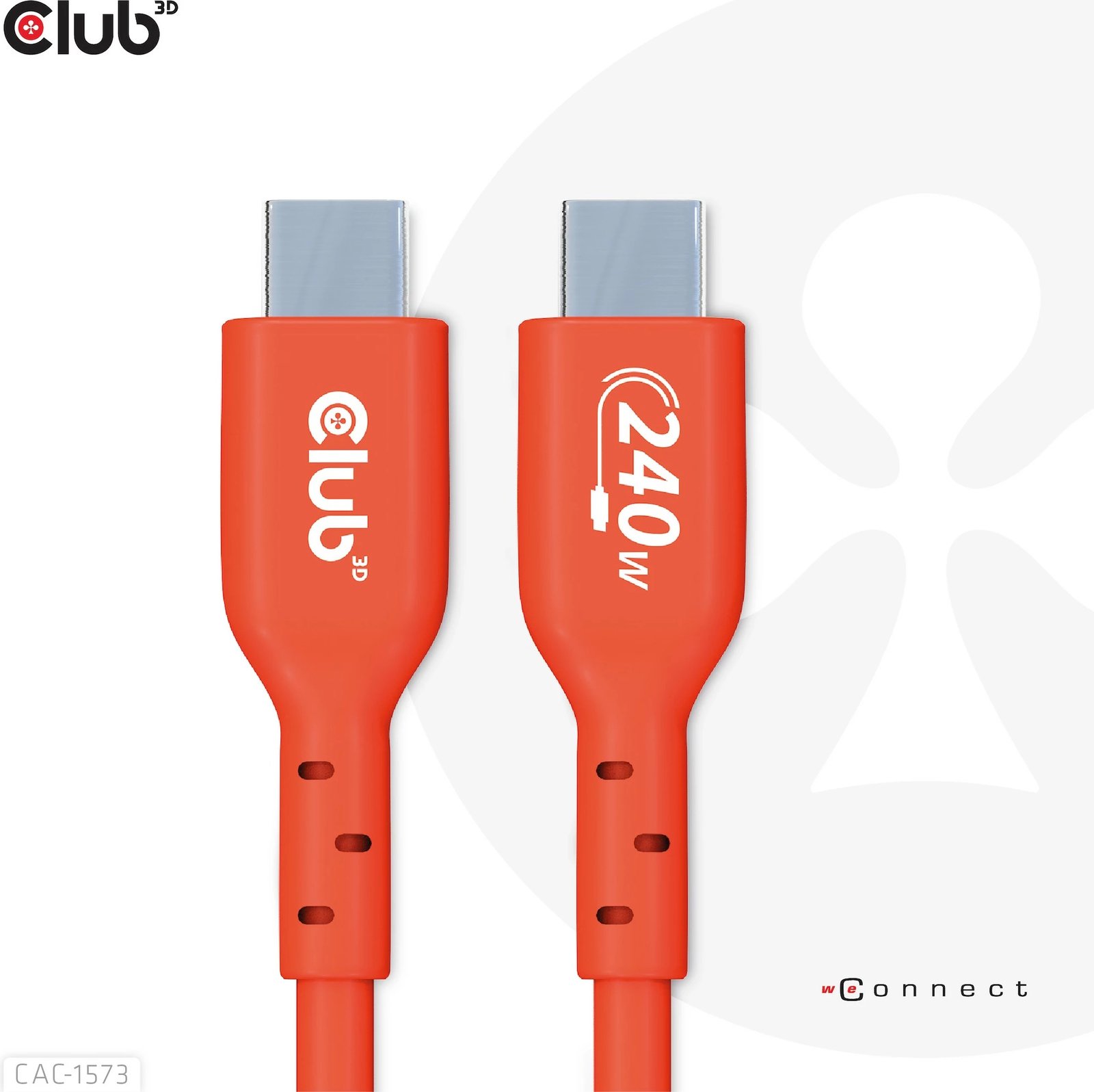 Kabllo USB C Club3D 2m, 240W, USB4 Gen 2x2, e kuqe Kabllo USB C Club3D 2m, 240W, USB4 Gen 2x2, e kuqe