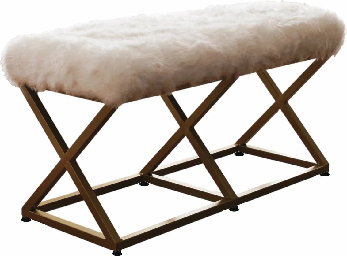 Bankë Atelier del Sofa, pelush Capraz, ngjyrë ari dhe e bardhë