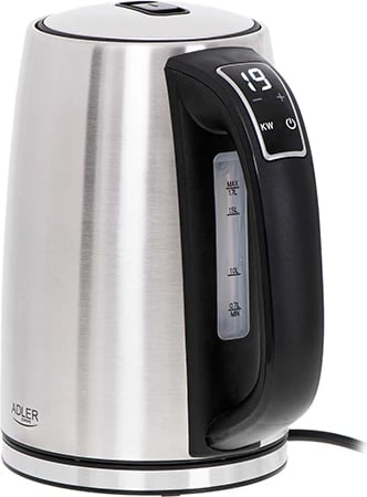 Ujëvalës elektrik, Adler, AD 1340, 1.7L, ekran LCD, rregullim temperature 40–100°C, inox