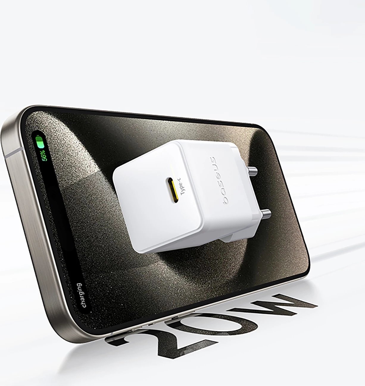 Karikues muri Baseus Palm 1C, 20W, me kabllo USB-C 1m, Bardhë