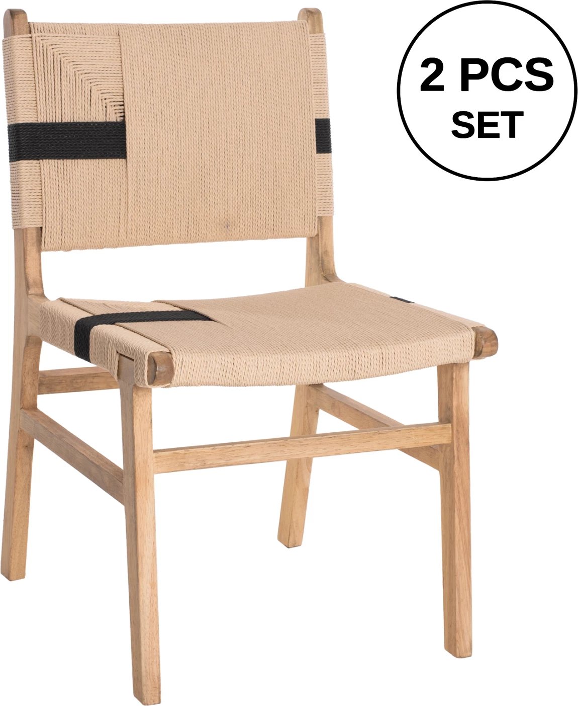 Karrige relaksuese, dru gome dhe litar, ngjyrë natyrale rustike, 50x60x88H cm, FH9323.01, set prej 2 copë