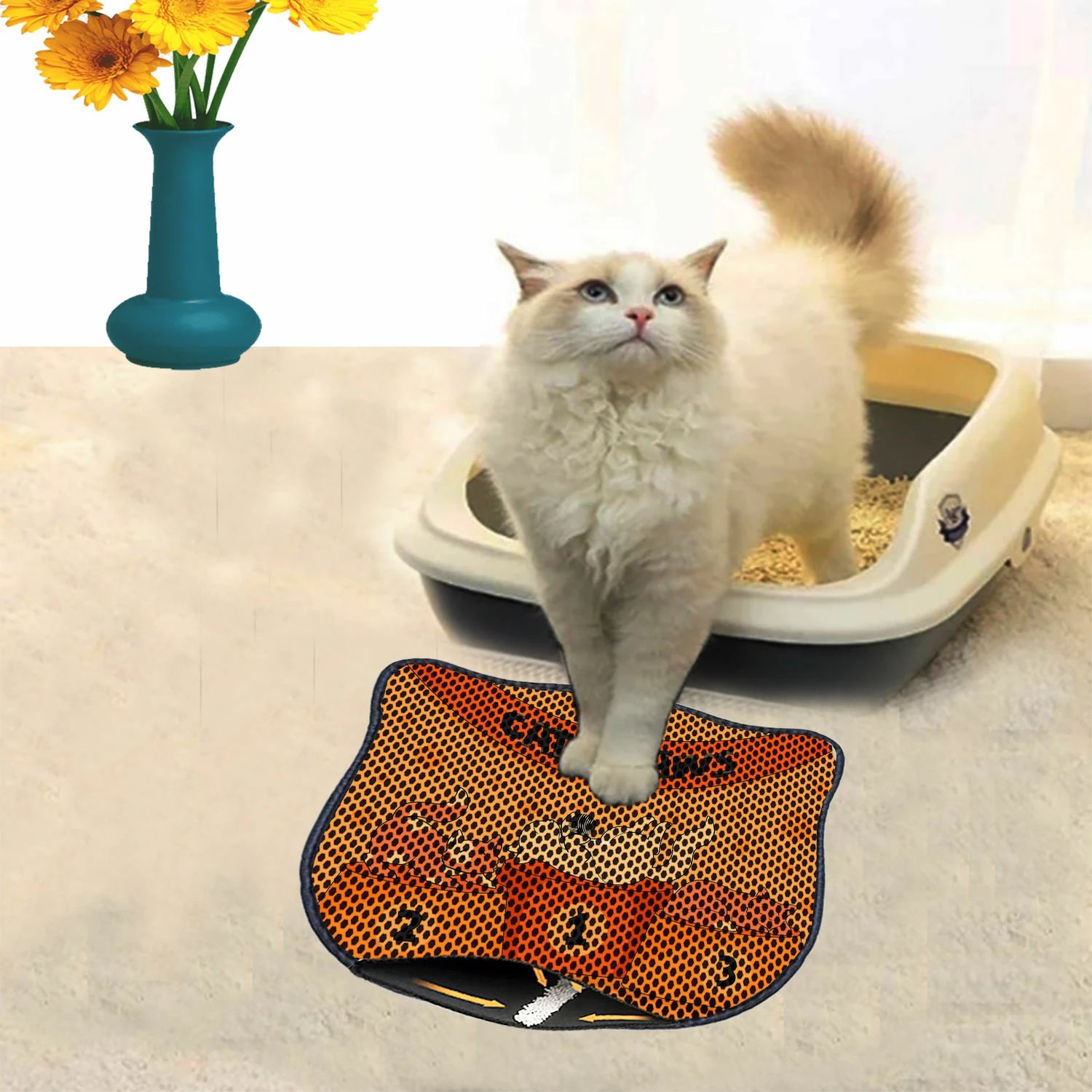 Tapet për rërë mace, shumëngjyrësh, Paws & Whiskers, Kdkafa0248, 40x50cm