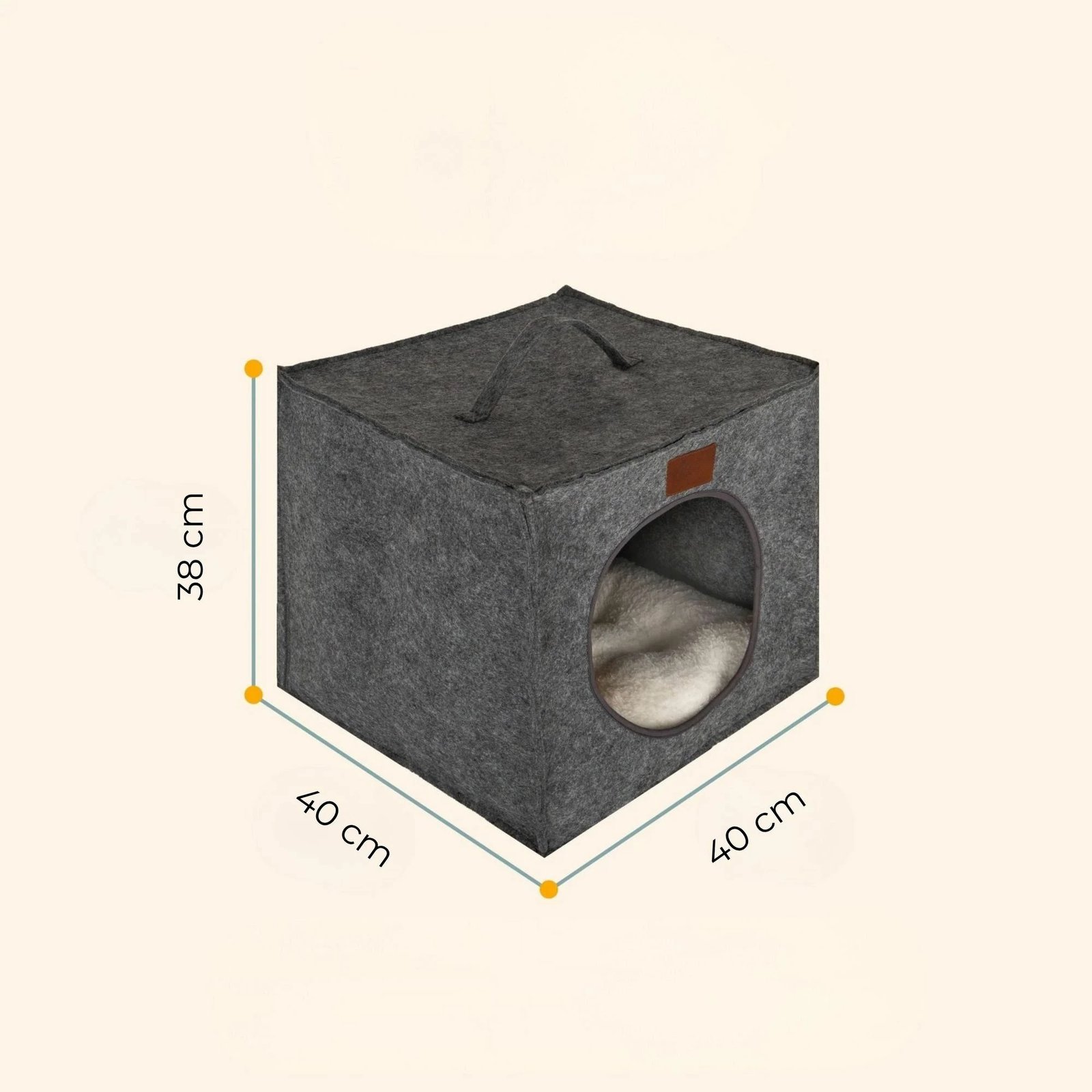 Shtrat për mace Kitty, ngjyrë gri, Paws & Whiskers, 40x40x40cm
