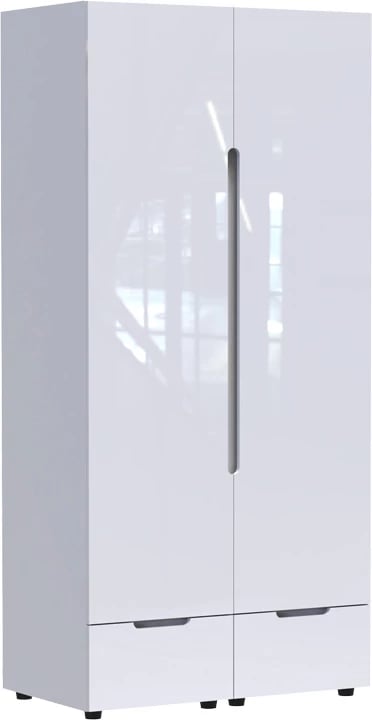 Dollap i dyfishtë Afina mdf, ngjyrë e bardhë me shkëlqim, 100x57x213cm