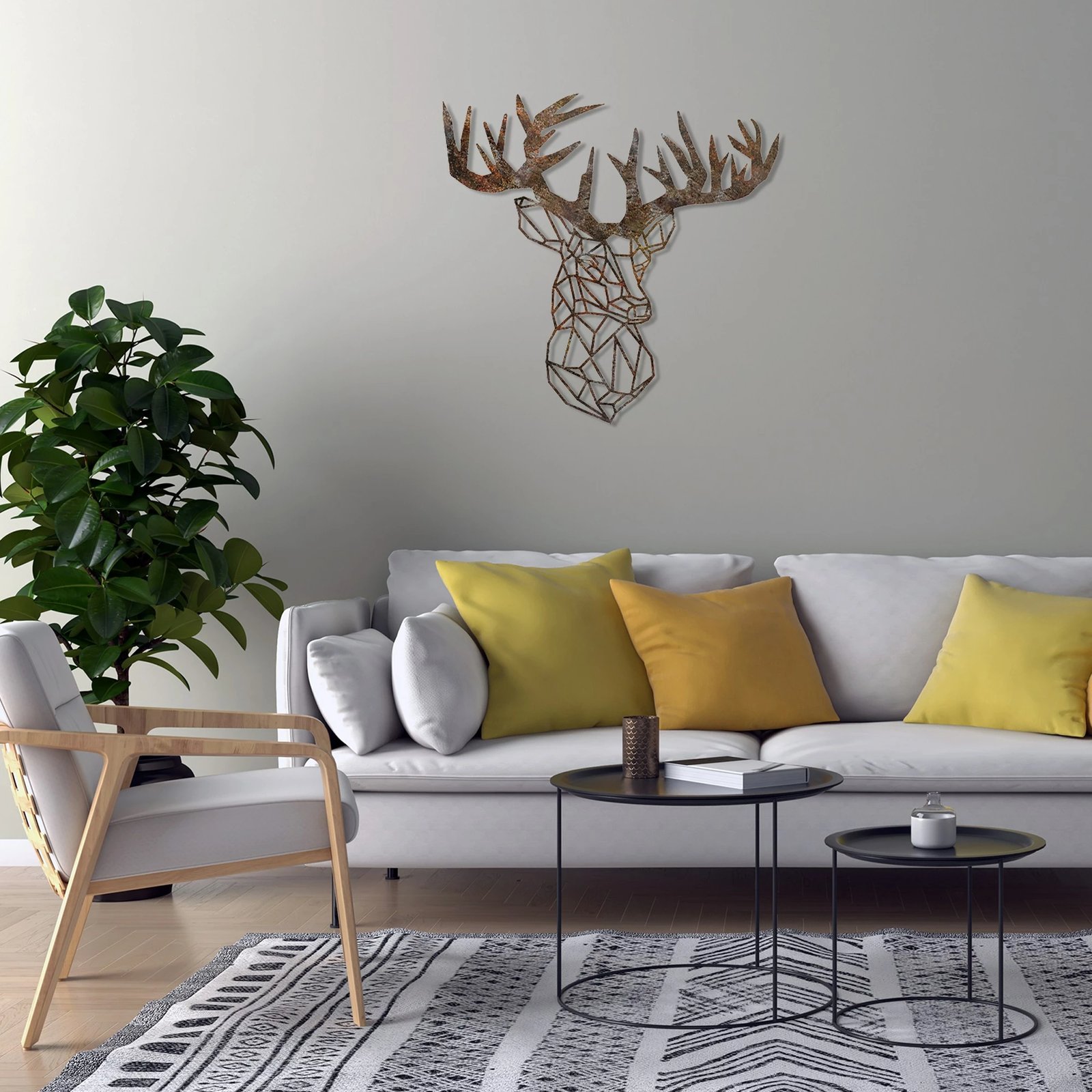 Aksesor muri dekorativ prej metali, Wallity, dreri rusty, 49x50cm