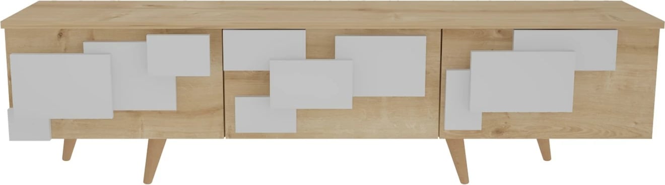 Komodë TV Skye Decor, 3 D, ngjyrë lisi, e bardhë