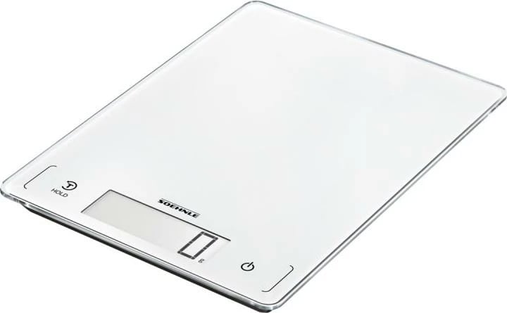 Peshore kuzhine dixhitale, Soehnle, Page Profi 300 (61507), kapacitet 20 kg, LCD i madh, sensor-touch, funksion HOLD, sipërfaqe qelqi, e bardhë
