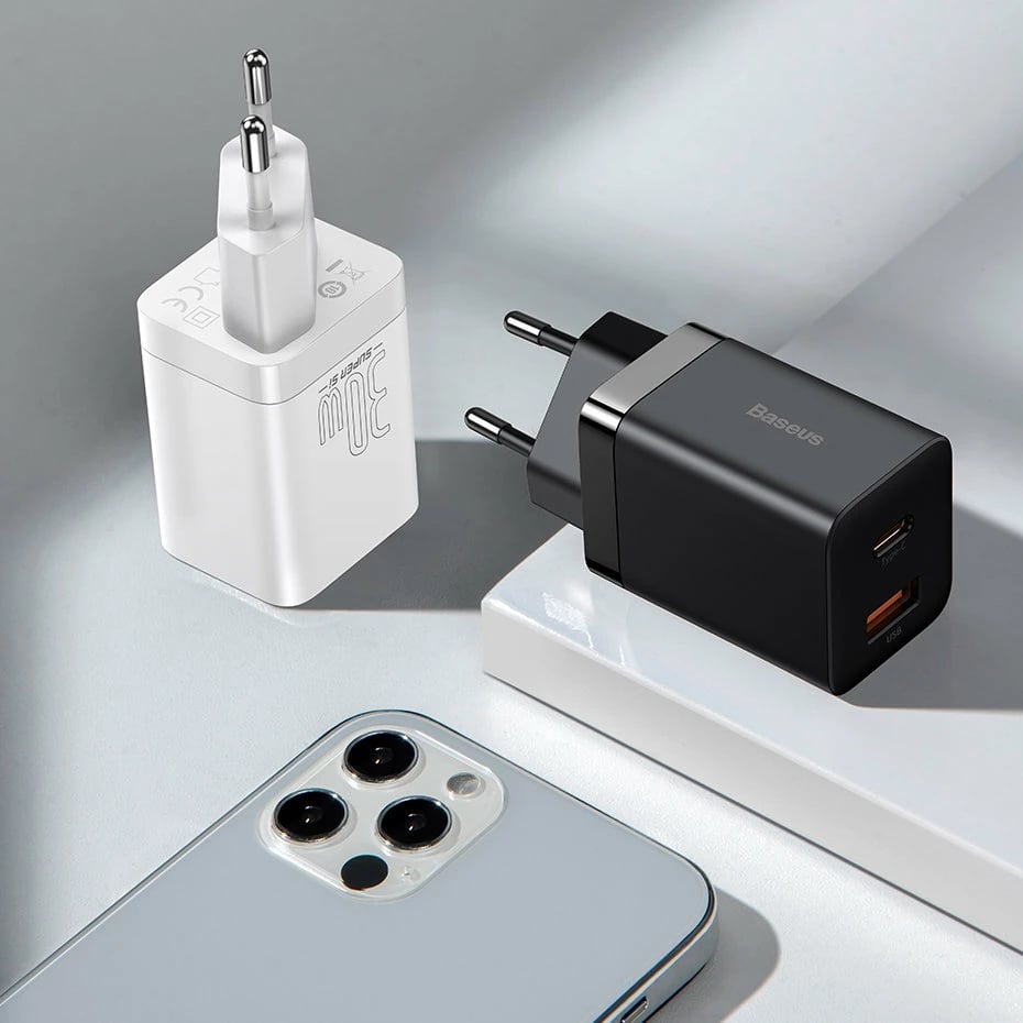 Karikues muri Baseus Super Si Pro CCSUPP-E01, 30W, 2 porta USB/USB-C, i zi Karikues muri Baseus Super Si Pro CCSUPP-E01, 30W, 2 porta USB/USB-C, i zi