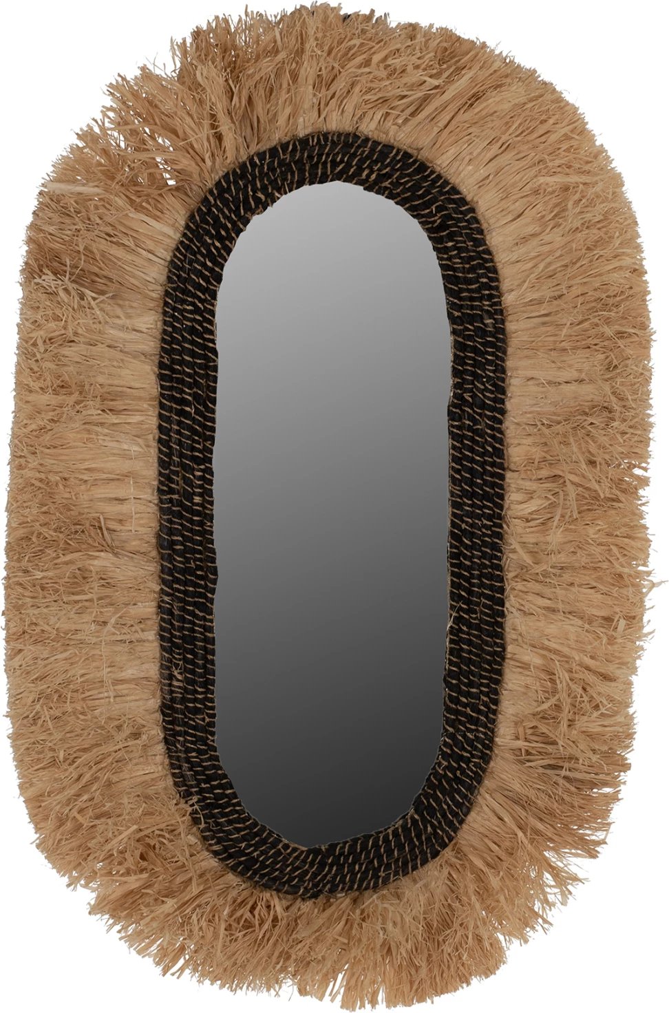 Pasqyrë ovale muri, fibra sisali natyrale dhe abaka e zezë, 55x4x90cm, FH7745