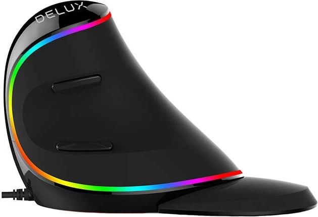 Maus vertikal Delux M618Plus, me kabllo, RGB, i zi/blu