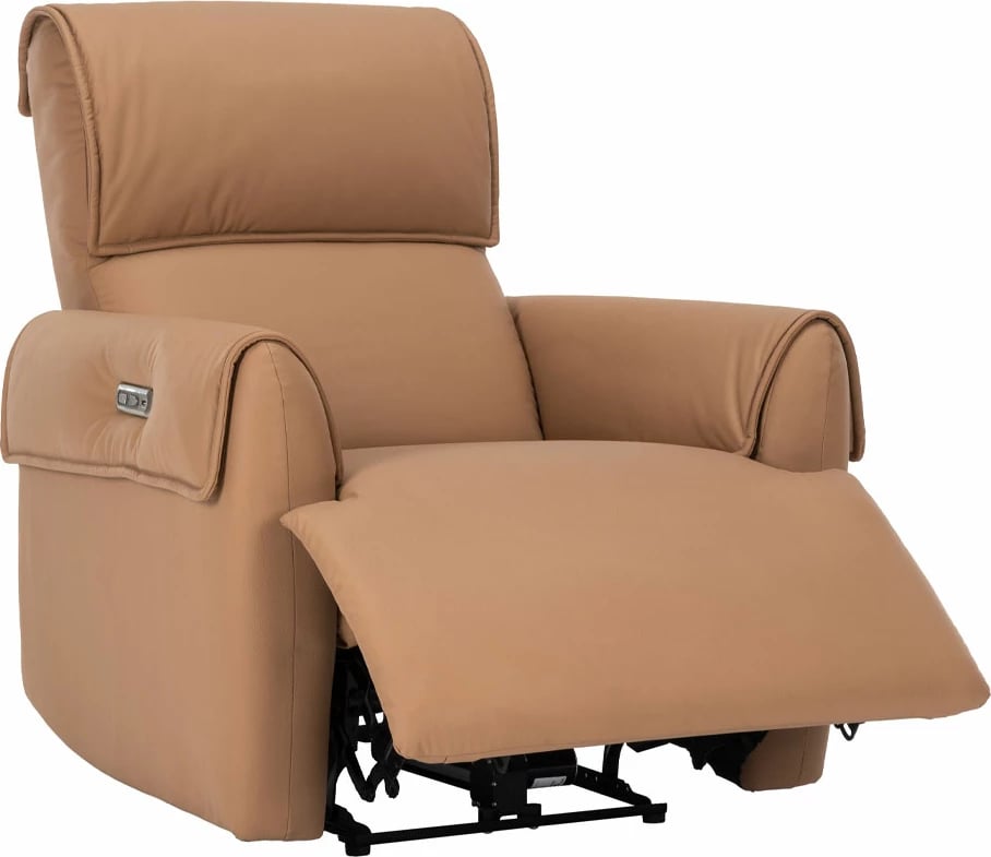 Fotelë relaksuese me recliner elektrik, ngjyrë camel, 88x95x102cm