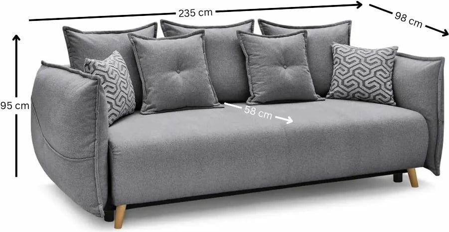 Divan-krevat treshe, Atelier del Sofa, Puffy, gri