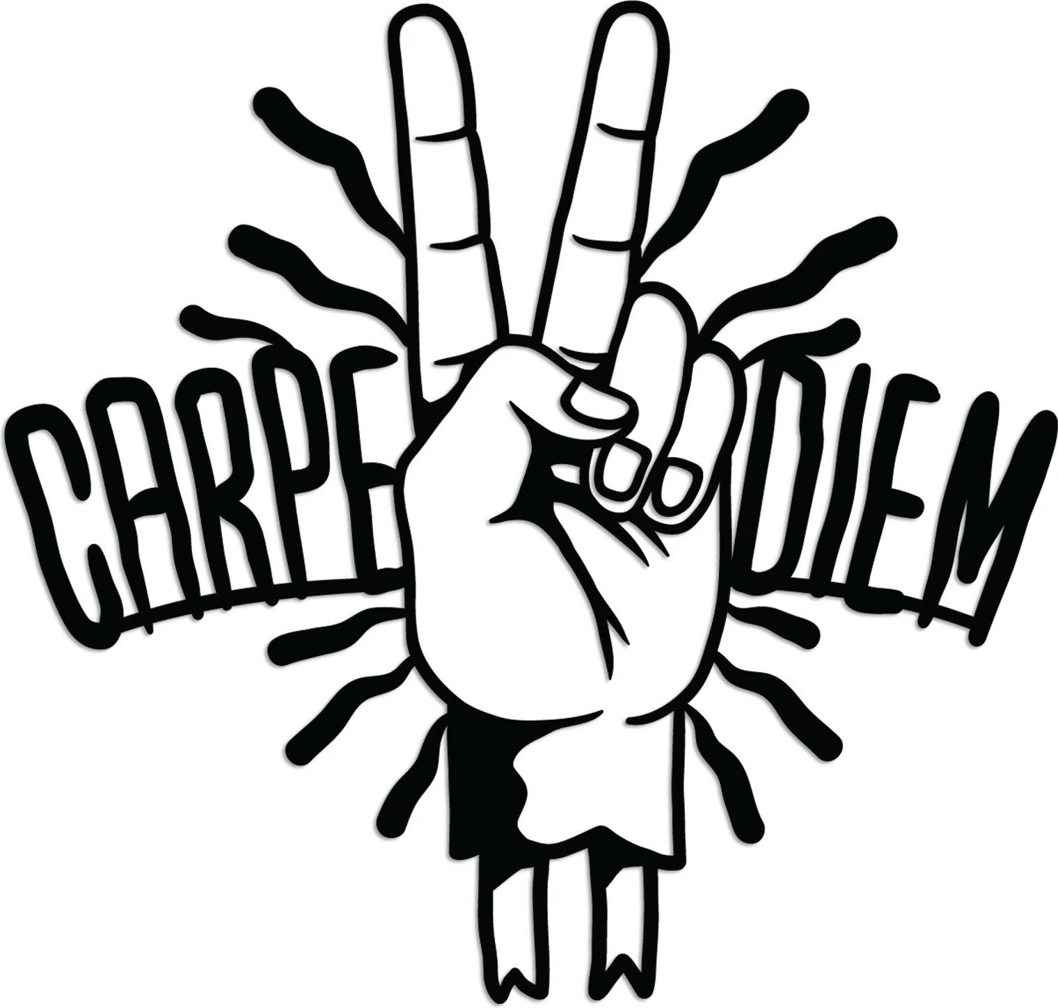 Aksesor muri dekorativ metalik Carpe Diem, Wallity, ngjyrë e zezë, 56x54cm