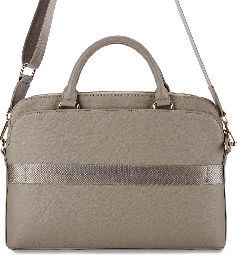 Çantë laptopi Guess Grained Zipper Pocket Triangle Logo 15", kafe