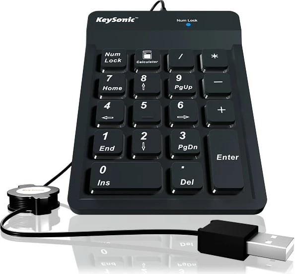 Tastierë numerike KeySonic ACK-118BK, USB, 18 taste, silikon, e zezë
