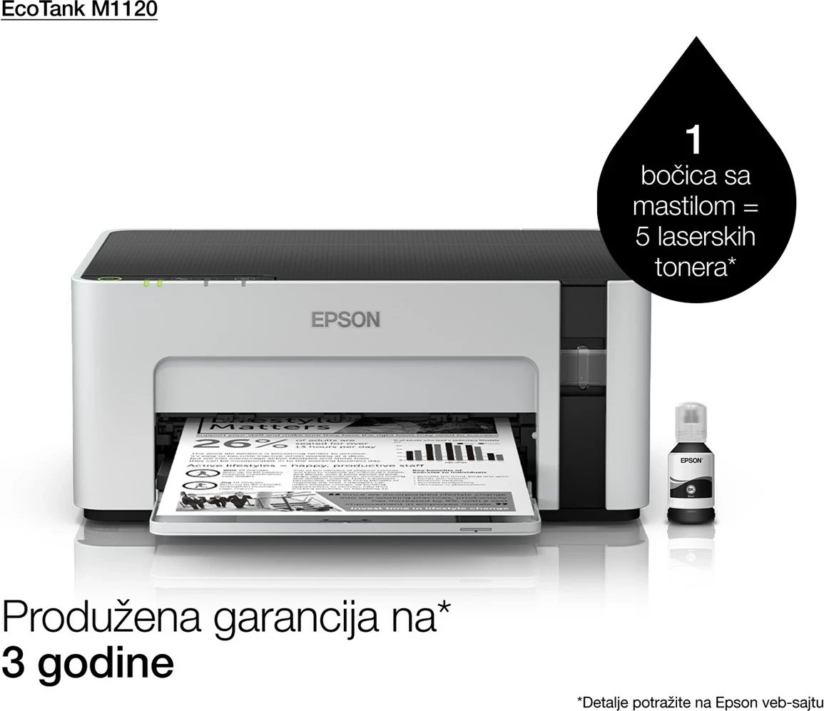 Printer Epson EcoTank M1120, Inkjet, A4, Wi-Fi, E zezë Printer Epson EcoTank M1120, Inkjet, A4, Wi-Fi, E zezë