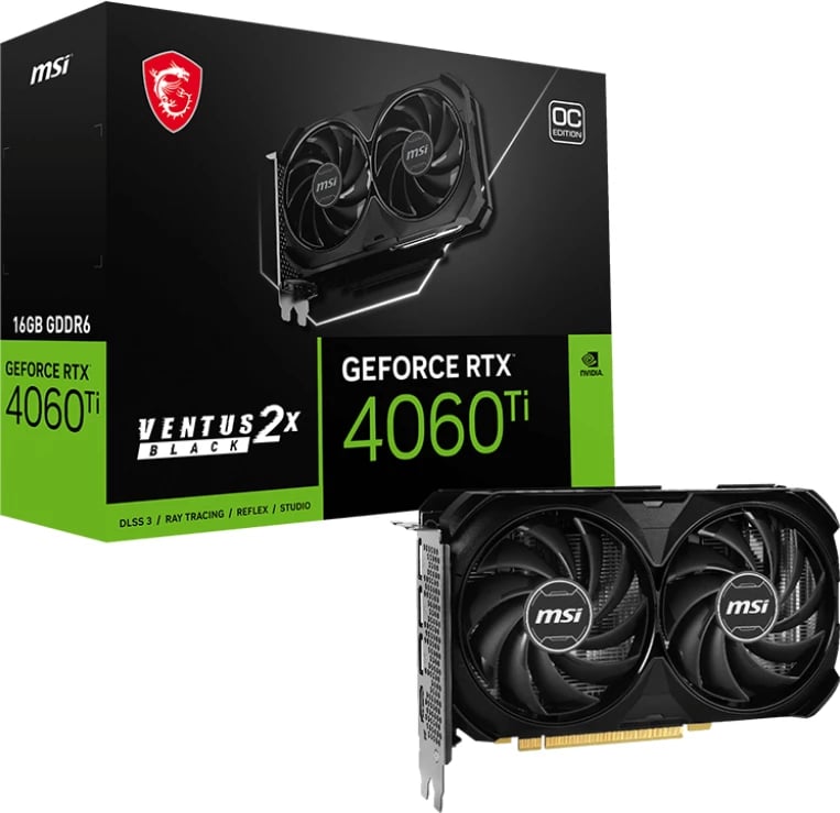 Kartelë grafike MSI RTX 4060TI VENTUS 2X BLACK 16G OC