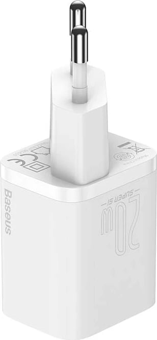 Karikues i shpejtë Baseus Super Si Quick Charger 1C, 20W, me kabllo USB-C në Lightning 1m, Bardhë