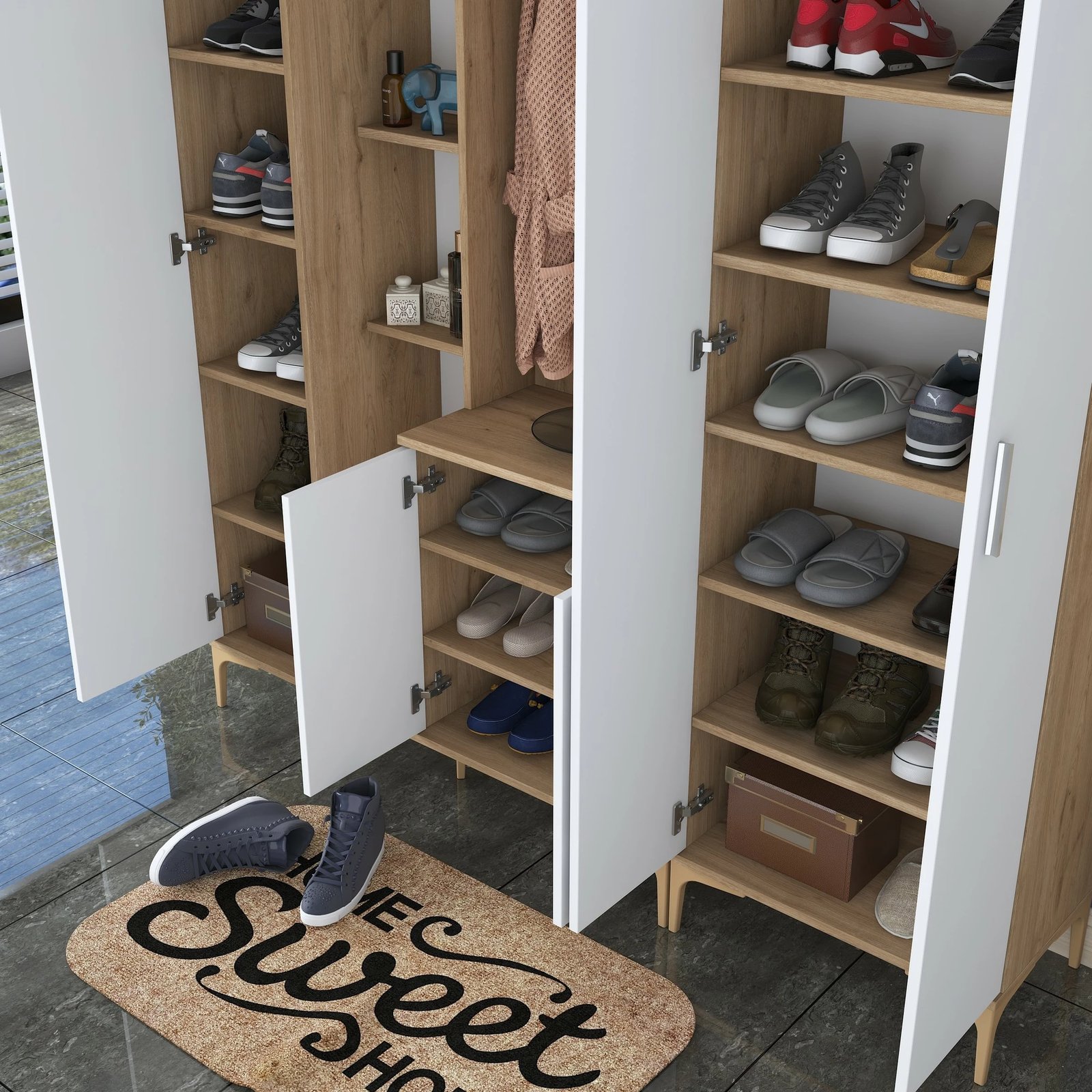 Stendë korridori Hanah Home, EA131 - 2801, ngjyrë arrë dhe e bardhë