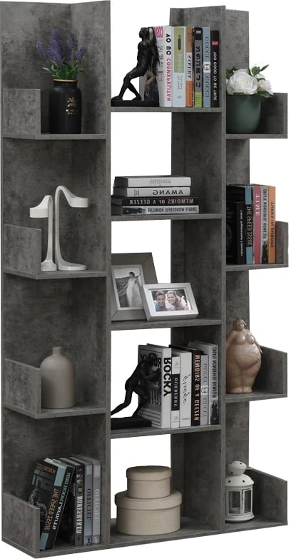 Raft librash Charles, melaminë, ngjyrë gri-lisi, 90x31x182.5cm