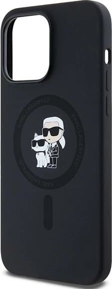 Mbështjellës Karl Lagerfeld Silicone Karl & Choupette MagSafe për iPhone 14 Pro, i zi