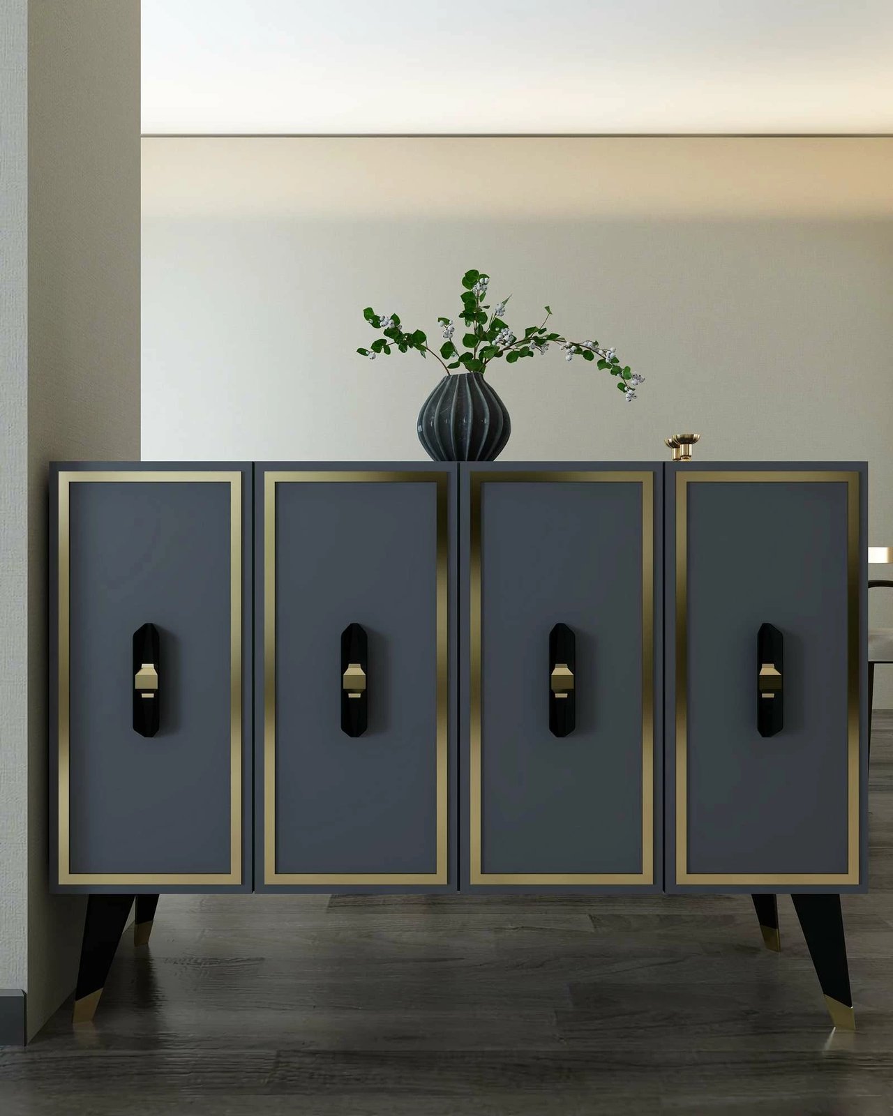 Konsol Skye Decor, 8171KM-32, antracit, e zezë, e artë