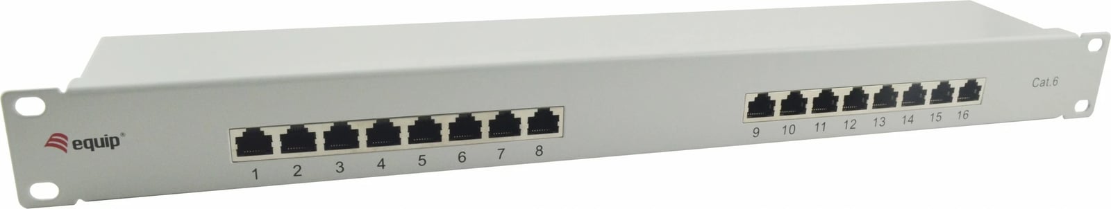 Patch panel rrjeti Equip 16-portë Cat6, 1U, rack, gri