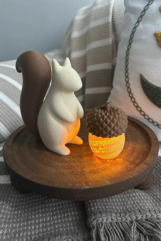 Set dekorativ me 2 pjesë, ketër dhe lisi, Evila Originals, krem dhe kafe