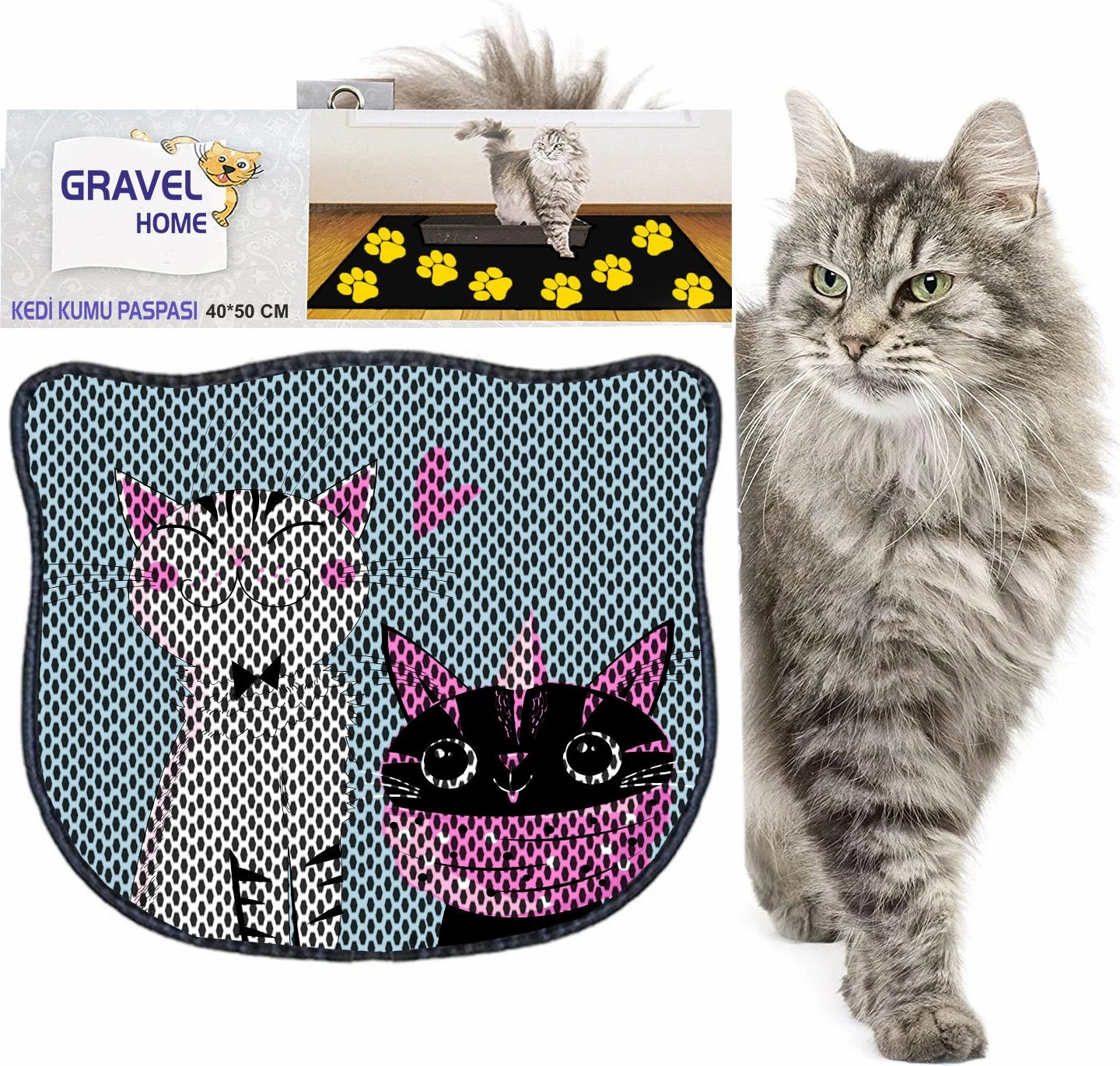 Tapet për rërë maceje, shumëngjyrësh, Paws & Whiskers, Kdkafa0204, 40x50cm