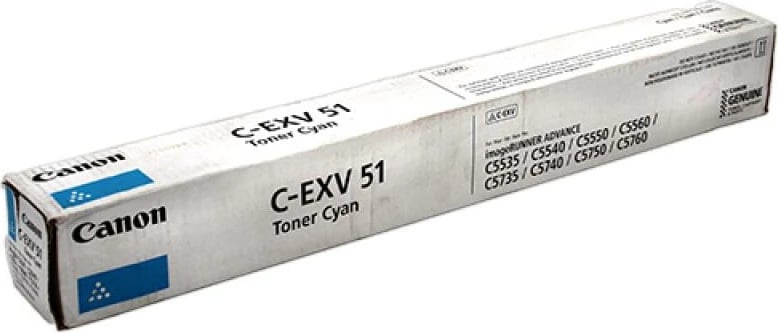 Toner Canon C-EXV 51, rendiment deri 24,000 faqe, P/N 0482C002, cyan