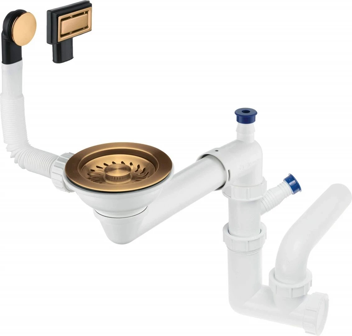 Sifon lavamani deante ZXY_C949, për kursim hapësire, i bardhë me detaje ari