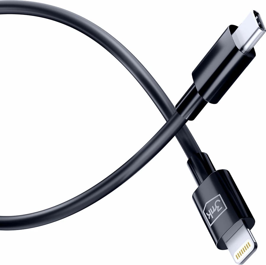 Kabllo USB-C në Lightning 3mk Hyper Cable, 1.2m, 20W, e zezë
